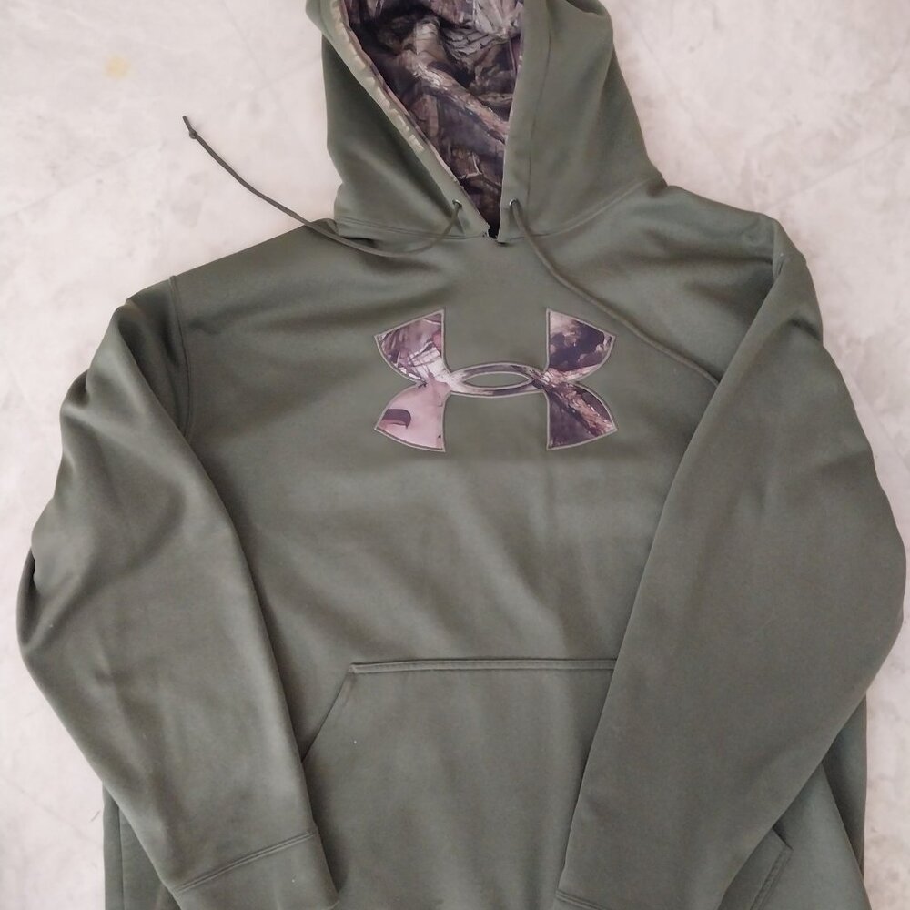 Under Armour Rival Fleece Camo Hoodie Men's XXL Marine Green